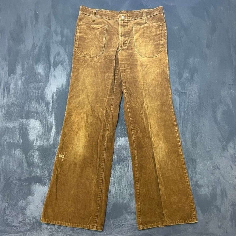 Vintage Corduroy Pants 32x30 Beige 1970s USA Flare Bootcut
